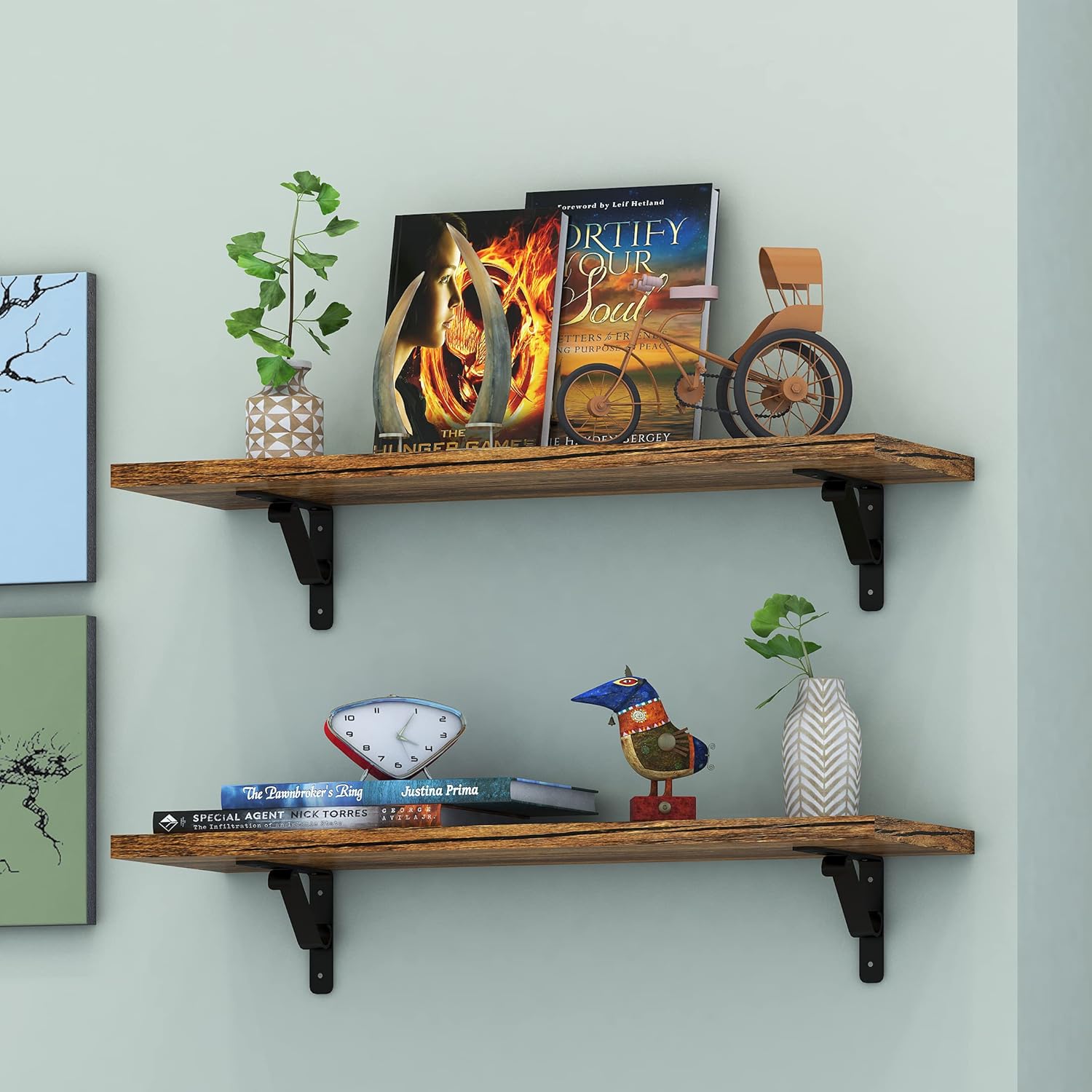 Wooden & Wrought Wall Shelf Wall Rack