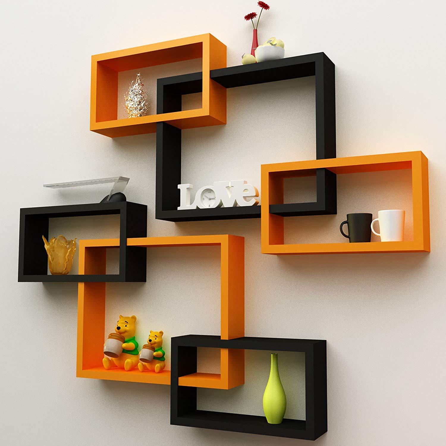 Mark Wood Wall Mount Intersecting Shelves Wall Hanging Shelf - Image 8