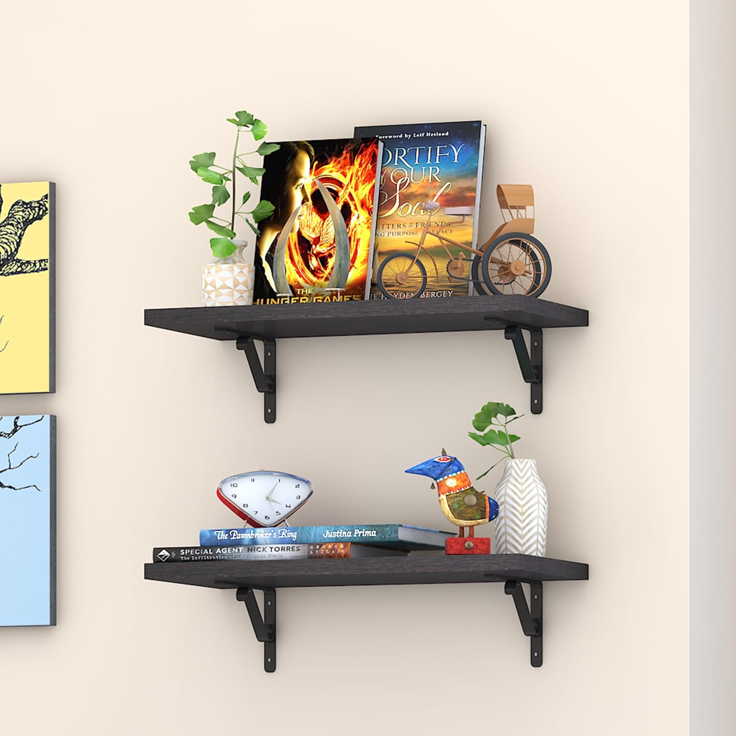Wooden & Wrought Wall Shelf Wall Rack - Image 5