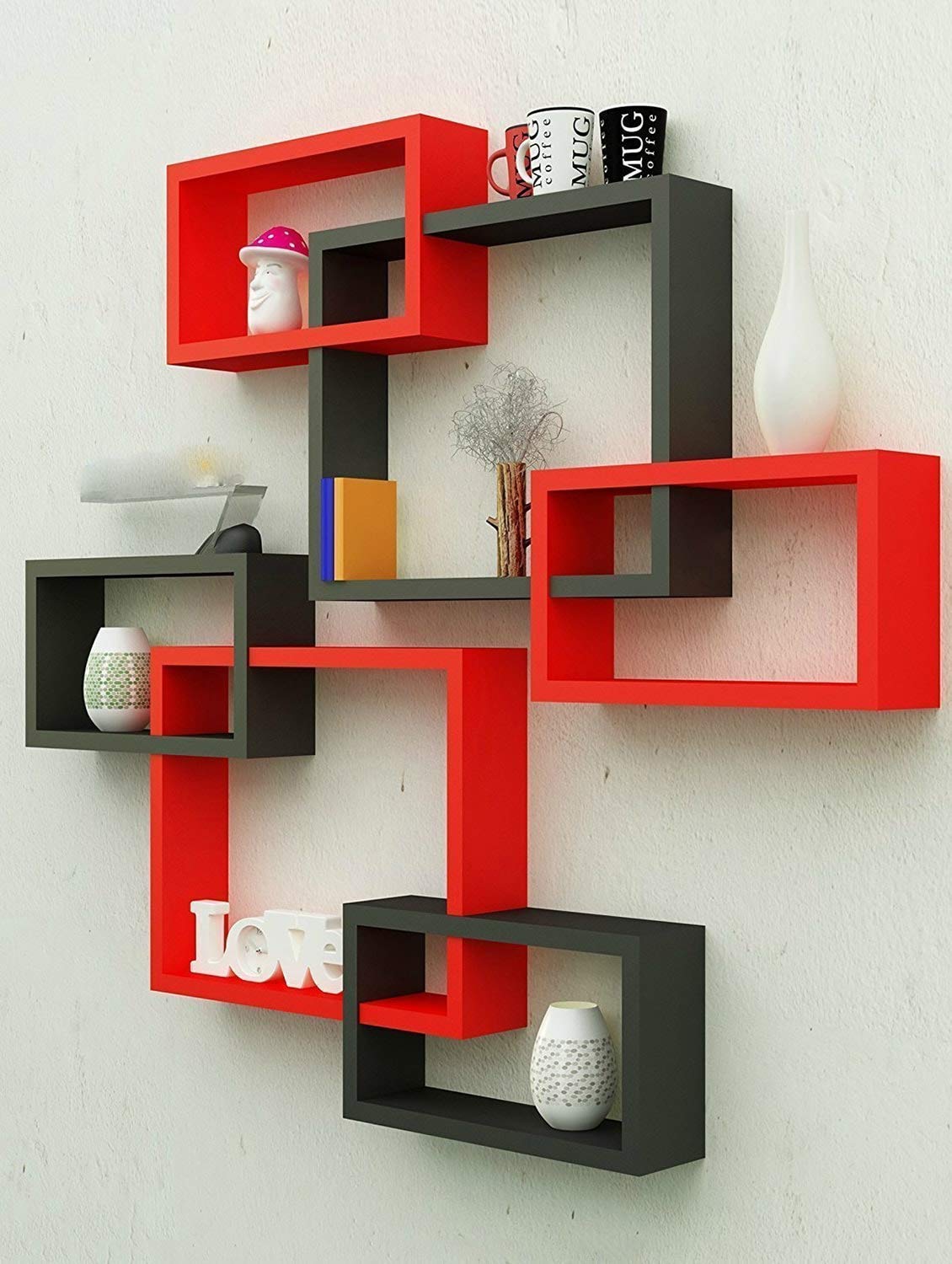 Mark Wood Wall Mount Intersecting Shelves Wall Hanging Shelf - Image 4