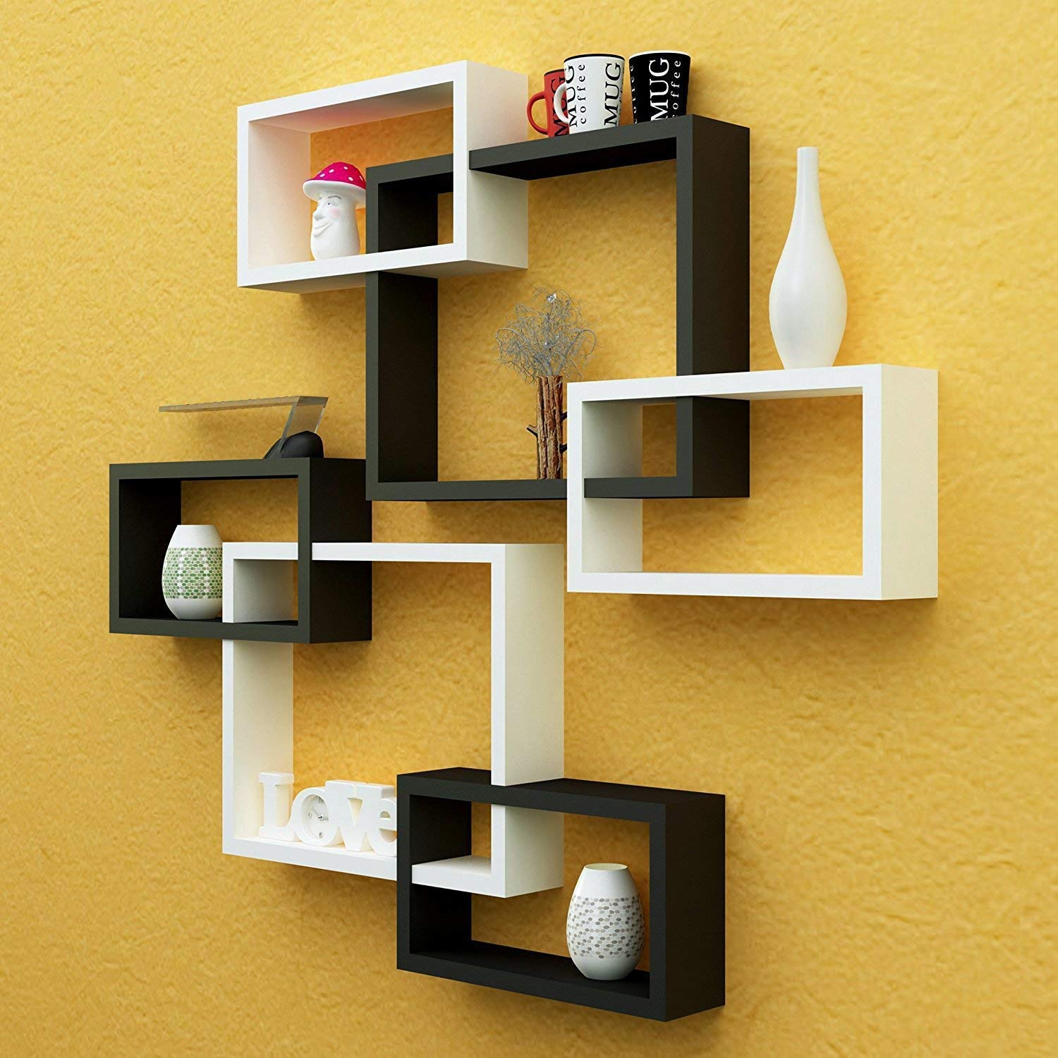 Mark Wood Wall Mount Intersecting Shelves Wall Hanging Shelf - Image 2