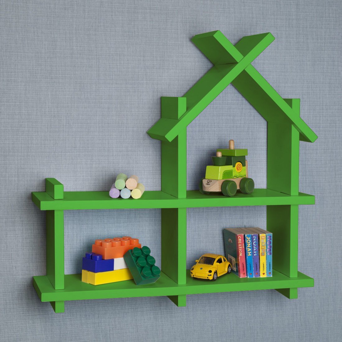 Mark Wood Hut shape wall hanging decor book rack shelf - Image 7