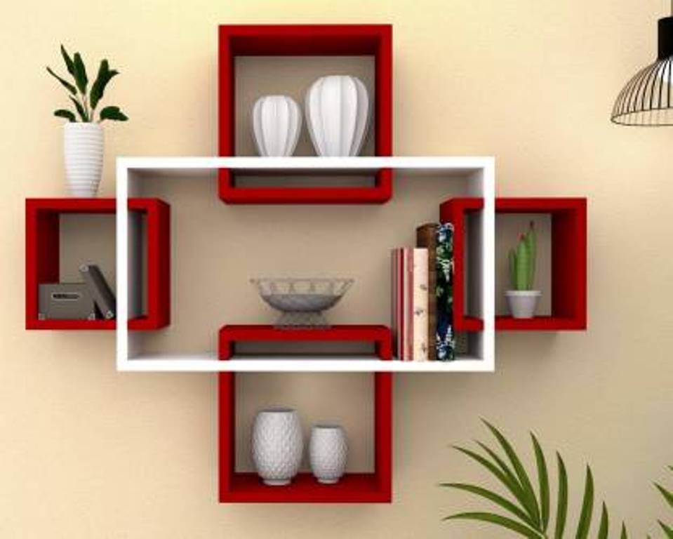 Mark Wood Wall Mount Intersecting Set Of 5 Wall Hanging Shelf - Image 3