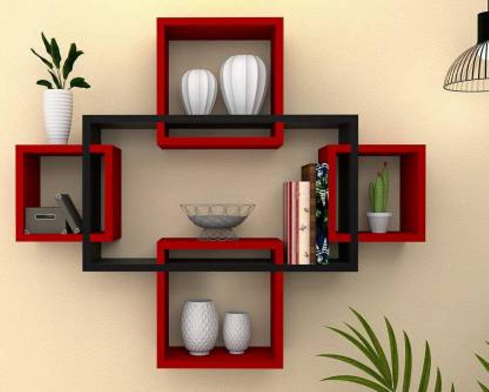 Wall Mount Intersecting Set Of 5 Wall Hanging Shelf