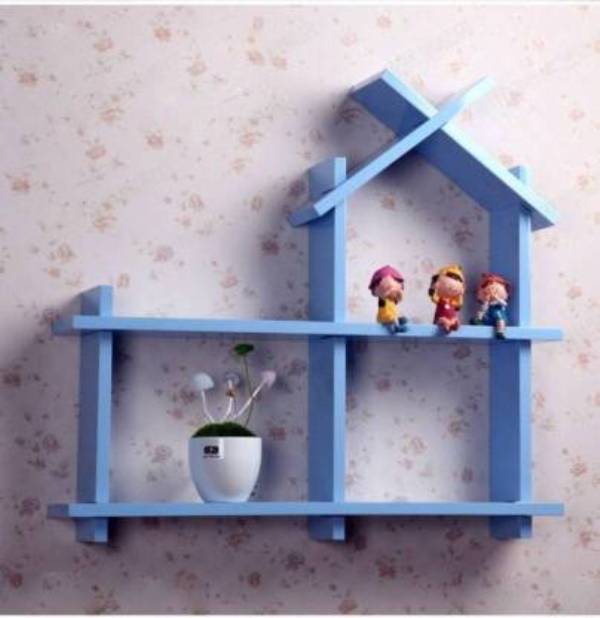 Mark Wood Hut shape wall hanging decor book rack shelf - Image 6