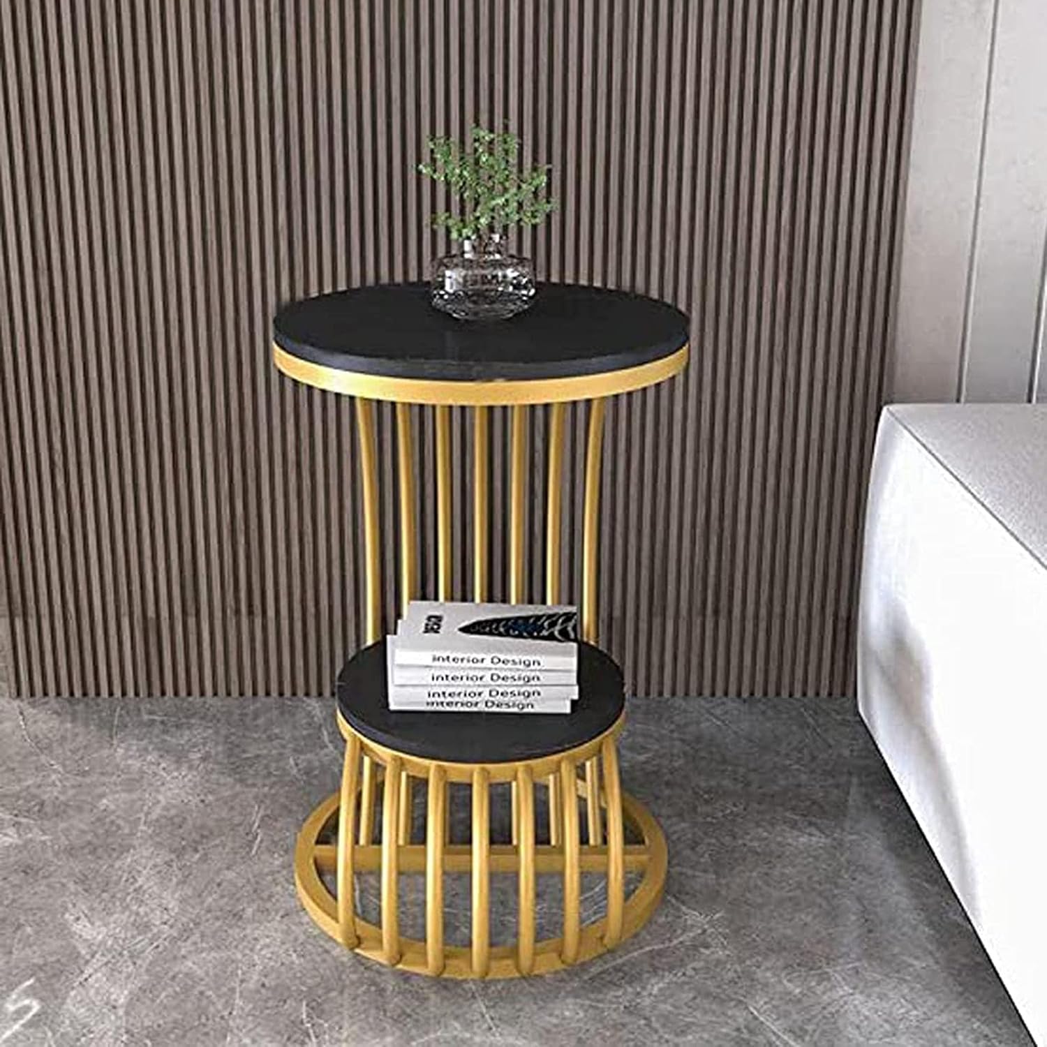 Modern Look Metal Coffee Table, End Table with Double Shelf - Image 9